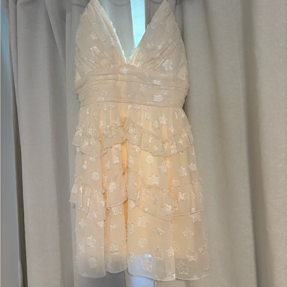 Elegant Cream Lace Mini Dress